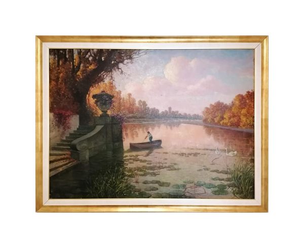Guido Meineri: “Paesaggio Fluviale”, dipinto ad olio su tela - Immagine principale - Venduto