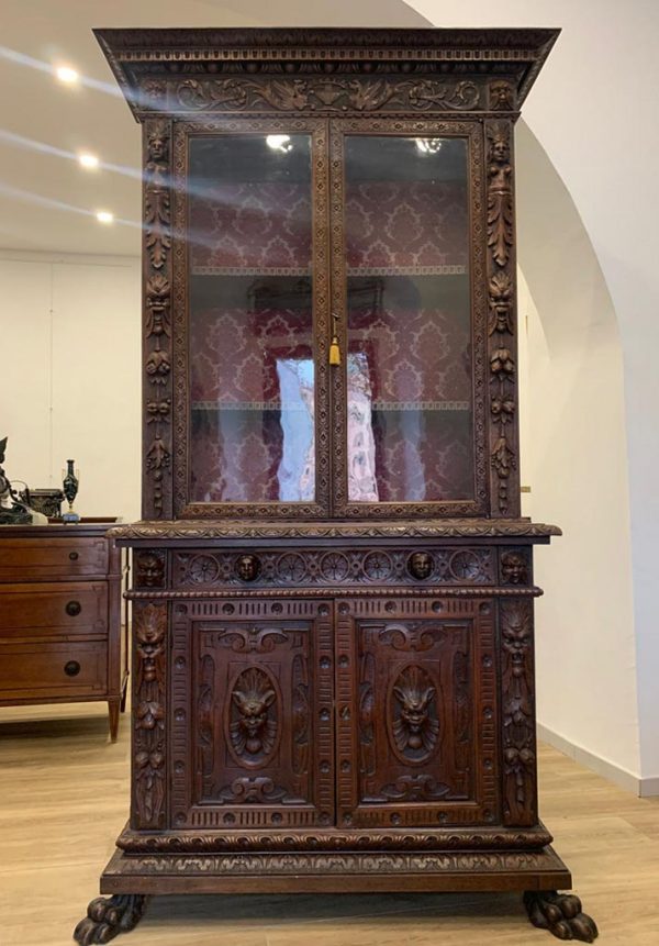 Libreria stile rinascimentale in legno di noce fine ‘800 - Immagine principale