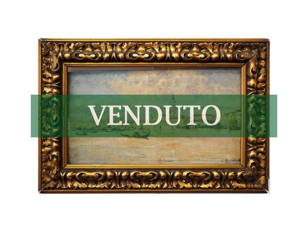 Leopoldo Burlando: San Marco a Venezia dalla laguna, olio su tavoletta - Immagine principale - VENDUTO