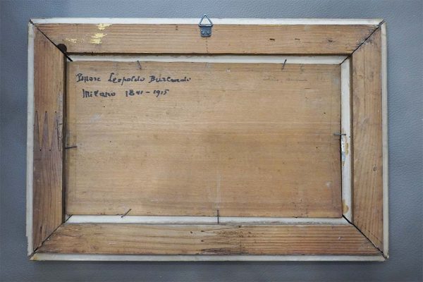Leopoldo Burlando: San Marco a Venezia dalla laguna, olio su tavoletta - Retro