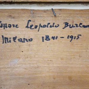 Leopoldo Burlando: San Marco a Venezia dalla laguna, olio su tavoletta - Retro (particolare)