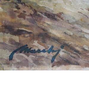 Camillo Marchi “Scogliera di Quinto”, acquerello su carta - Particolare della firma dell'autore
