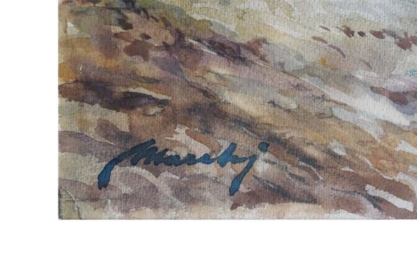 Camillo Marchi “Scogliera di Quinto”, acquerello su carta - Particolare della firma dell'autore