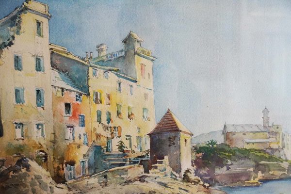 Camillo Marchi “Scogliera di Quinto”, acquerello su carta - Particolare dell'opera