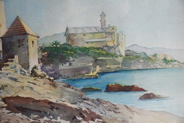 Camillo Marchi “Scogliera di Quinto”, acquerello su carta - Particolare dell'opera