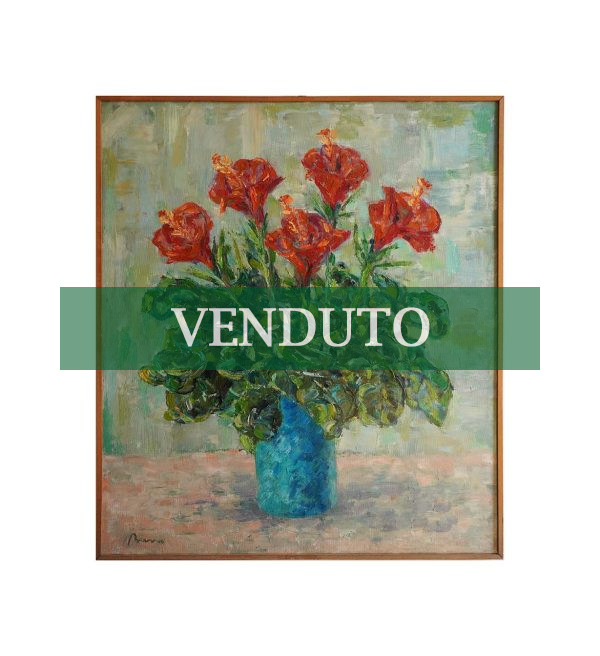 Guido Basso “Ibisco”, olio su tela - Immagine principale - VENDUTO