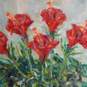 Guido Basso “Ibisco”, olio su tela - Particolare dell'opera