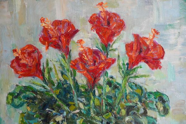 Guido Basso “Ibisco”, olio su tela - Particolare dell'opera