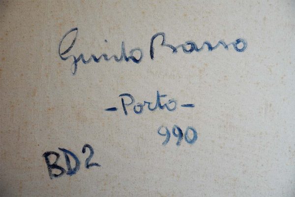Guido Basso “Porto”, dipinto ad olio - Dettaglio del retro dell'opera