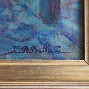Rodolfo Bellatti “Marina ligure”, olio su tela - Dettaglio della firma