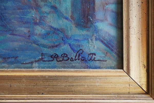 Rodolfo Bellatti “Marina ligure”, olio su tela - Dettaglio della firma