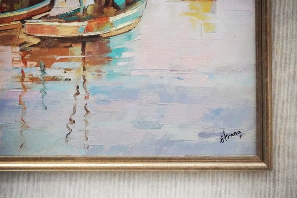 Ettore Frana, marina, anni ‘60 - Particolare con la firma dell'autore