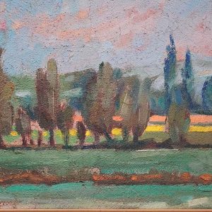Ettore Frana, panorama, olio su tavola - Particolare dell'opera