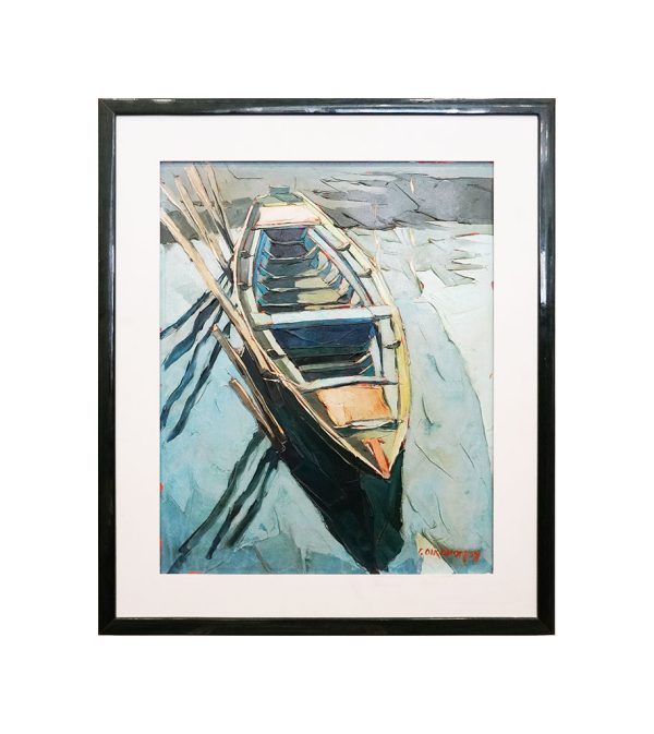 Giorgio Oikonomoy: dipinto ad olio, “Riflessi nel canale” - Immagine principale