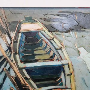 Giorgio Oikonomoy: dipinto ad olio, “Riflessi nel canale” - Particolare dell'opera
