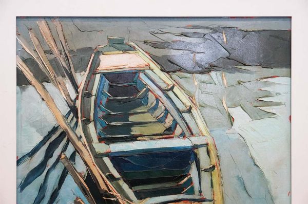 Giorgio Oikonomoy: dipinto ad olio, “Riflessi nel canale” - Particolare dell'opera