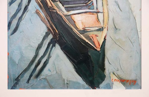 Giorgio Oikonomoy: dipinto ad olio, “Riflessi nel canale” - Particolare dell'opera