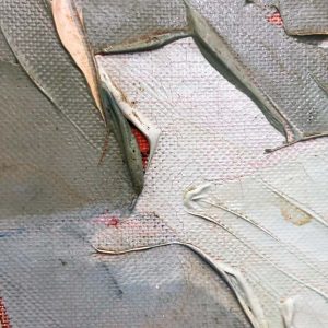 Giorgio Oikonomoy: dipinto ad olio, “Riflessi nel canale” - Particolare dello stile materico dell'opera